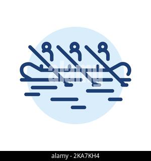 Rafting black line icon. Water activity. Stock Vector