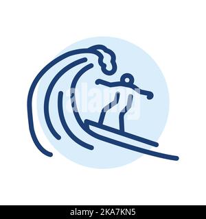 Surfing black line icon. Water activity. Stock Vector