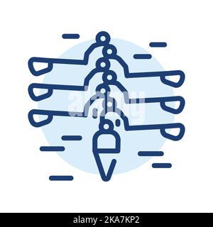 Sweep Rowing black line icon. Water activity. Stock Vector