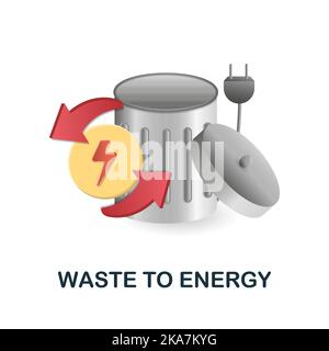Waste To Energy icon. 3d illustration from smart city collection. Creative Waste To Energy 3d icon for web design, templates, infographics and more Stock Vector