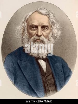 Portrait de Henry Wadsworth Longfellow (1807-1882), poete americain. Stock Photo