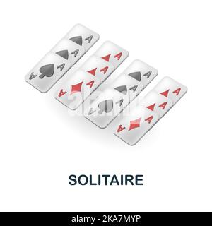 Solitaire icon. 3d illustration from table games collection. Creative Solitaire 3d icon for web design, templates, infographics and more Stock Vector