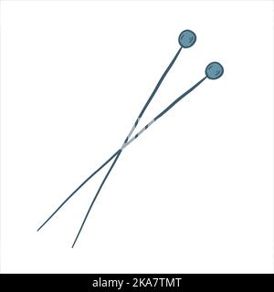 Vector illustration in doodle style. Knitting needles Stock Vector
