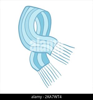 Color vector illustration. Warm knitted winter scarf with stripes and fringes Stock Vector