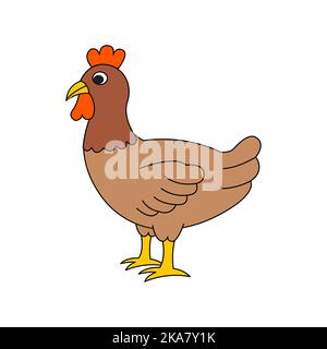 cute animal of hen on cartoon version,vector illustration Stock Vector