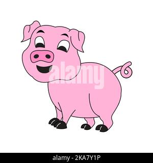 cute animal of pig on cartoon version,vector illustration Stock Vector