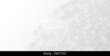 Light gray hexagonal technology 3D vector abstract background. White bright  energy flashes under hexagon in technology futuristic modern background  Stock Vector Image & Art - Alamy