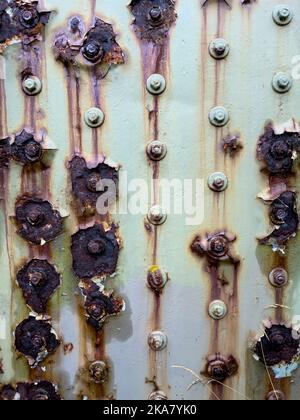 Scratched metallic surface with paint and rust stains - stock photo Stock Photo