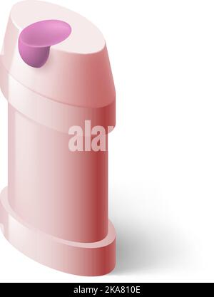 Shampoo Pink Icon in Isometric Style on White Background Stock Vector