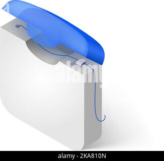 Illustration Showing in a Dental Floss in Isometric Style on White Stock Vector