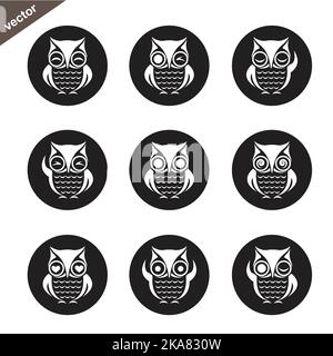 Vector group of owl in the circle on white background. Easy editable layered vector illustration. Wild Animals. Stock Vector