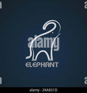 Vector image of an elephant design on a blue background. Easy editable layered vector illustration. Wild Animals. Stock Vector