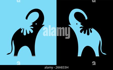 Vector image of the elephant is spraying water. Easy editable layered vector illustration. Wild Animals. Stock Vector
