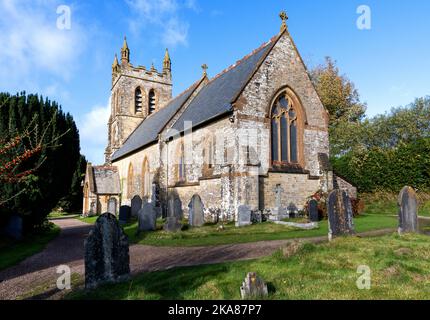 Christ Church parish church for the village of Parracombe, Hillside, Parracombe, Barnstaple, North Devon, Devon, England, UK Stock Photo