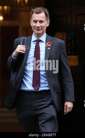 London, UK. 01st Nov, 2022. Chancellor of the Exchequer Jeremy Hunt leaves the weekly cabinet meeting with the Prime Minister at No.10 Downing St on Tuesday, November 01, 2022. Photo by Hugo Philpott/UPI Credit: UPI/Alamy Live News