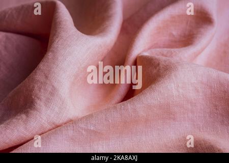 Wrinkled linen cloth folded napkins. Linen fabric texture. Concept of using natural eco-friendly materials Stock Photo