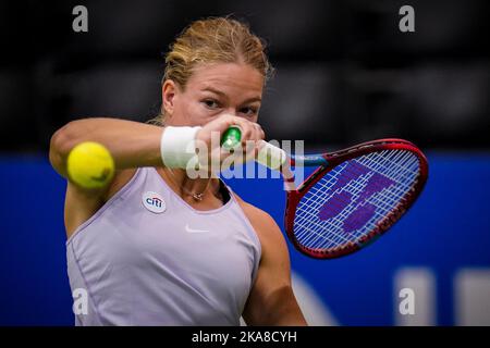 OSS, NETHERLANDS - NOVEMBER 1: Diede de Groot of the Netherlands in action against Kgothatso Montjane of South Africa during Day 3 of the 2022 ITF Wheelchair Tennis Masters at Sportcentrum de Rusheuvel on November 1, 2022 in Oss, Netherlands (Photo by Rene Nijhuis/Orange Pictures) Stock Photo