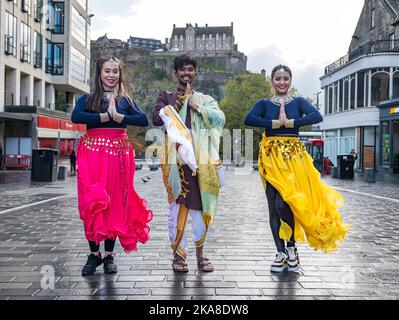 Edinburgh, Scotland, UK, 1st November 2022. Edinburgh Diwali: the annual celebration is launched today. Pictured: Bollyfeat dancers. Credit: Sally Anderson/Alamy Live News Stock Photo
