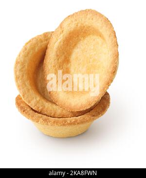 Group of empty tartlets, tart shells, isolated on white background Stock Photo