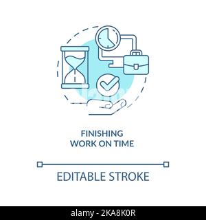 Finishing work on time turquoise concept icon Stock Vector