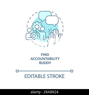 Find accountability buddy turquoise concept icon Stock Vector