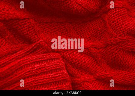 Handmade knitting background with detail woven threads. Stock Photo