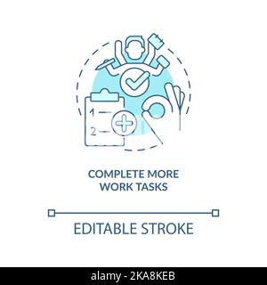 Complete more work tasks turquoise concept icon Stock Vector
