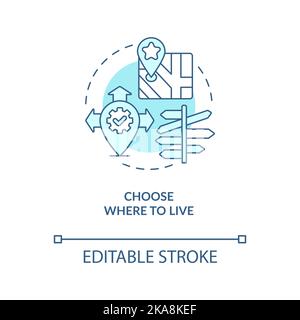 Choose where to live turquoise concept icon Stock Vector