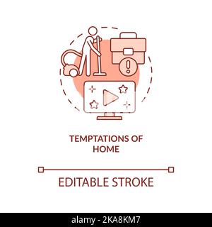Temptations of home office terracotta concept icon Stock Vector