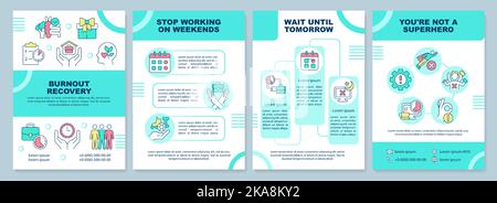 Burnout recovery turquoise brochure template Stock Vector
