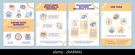 Coping with burnout orange brochure template Stock Vector
