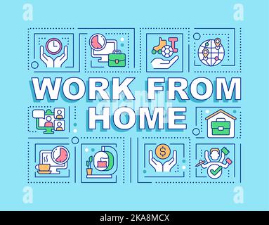 Work from home word concepts turquoise banner Stock Vector