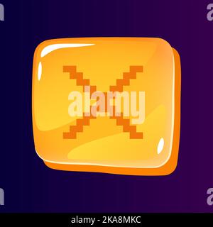 Multiplication sign glossy ui button with pixelated icon Stock Vector