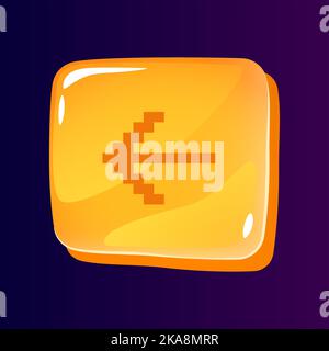 Pointer to left side glossy ui button with pixelated icon Stock Vector