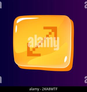 Enlarge glossy ui button with pixelated icon Stock Vector