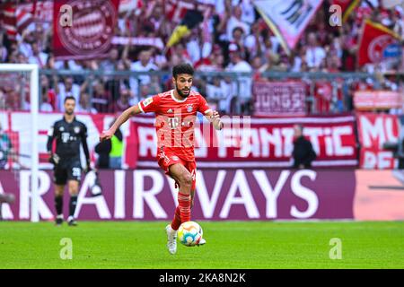 MUNICH, Germany. , . #40 Noussair Mazraoui, FC Bayern Muenchen 6 : 2 - FSV Mainz 05, Fussball Bundesliga, Allianz Arena, Muenchen. Ergebnis: 6 zu 2. Football Match in the Allianz Arena Munich on 29. October 2022, (Photo by ATP /Martin HANGEN/ATPimages) (HANGEN Martin /ATP/SPP) Credit: SPP Sport Press Photo. /Alamy Live News Stock Photo