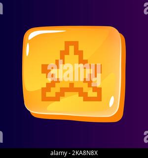 Star glossy ui button with pixelated icon Stock Vector