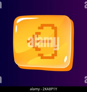 Logout glossy ui button with pixelated color icon Stock Vector Image ...