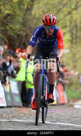 Melden, Belgium, 01 November 2022. Belgian Thibau Nys pictured in action during the men's race during the Koppenbergcross, the first race (out of eight) of the X2O Badkamers trophy, in Melden, on Tuesday 01 November 2022. BELGA PHOTO DAVID PINTENS Stock Photo