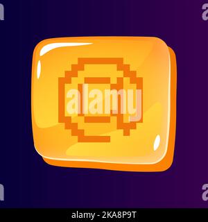 At sign glossy ui button with pixelated icon Stock Vector