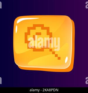 Magnifying glass glossy ui button with pixelated icon Stock Vector