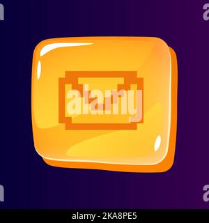Envelope glossy ui button with pixelated icon Stock Vector