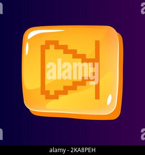 Backward rewind glossy ui button with pixelated icon Stock Vector