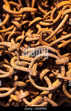 Rusty old chain links at the Quayside Scarborough North Yorkshire England Stock Photo