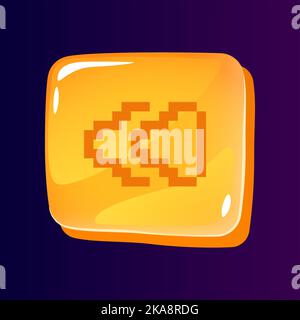 Player control glossy ui button with pixelated icon Stock Vector