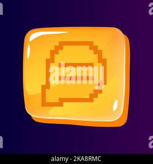 Message in chat glossy ui button with pixelated icon Stock Vector