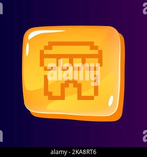 Online shop glossy ui button with pixelated icon Stock Vector