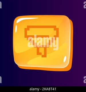 Funnel glossy ui button with pixelated icon Stock Vector