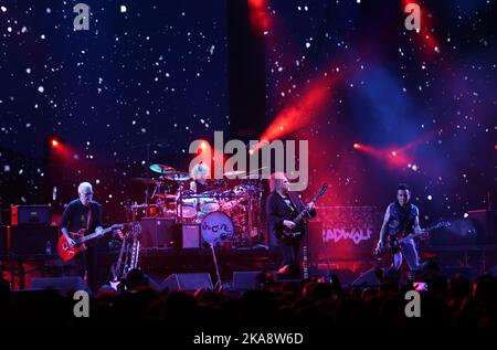 British band The Cure with the front man Robert Smith during their performance at Unipol Arena in Casalecchio (Bologna), Italy, October 31, 2022 Stock Photo