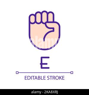 Letter E visualization in ASL pixel perfect RGB color icon Stock Vector